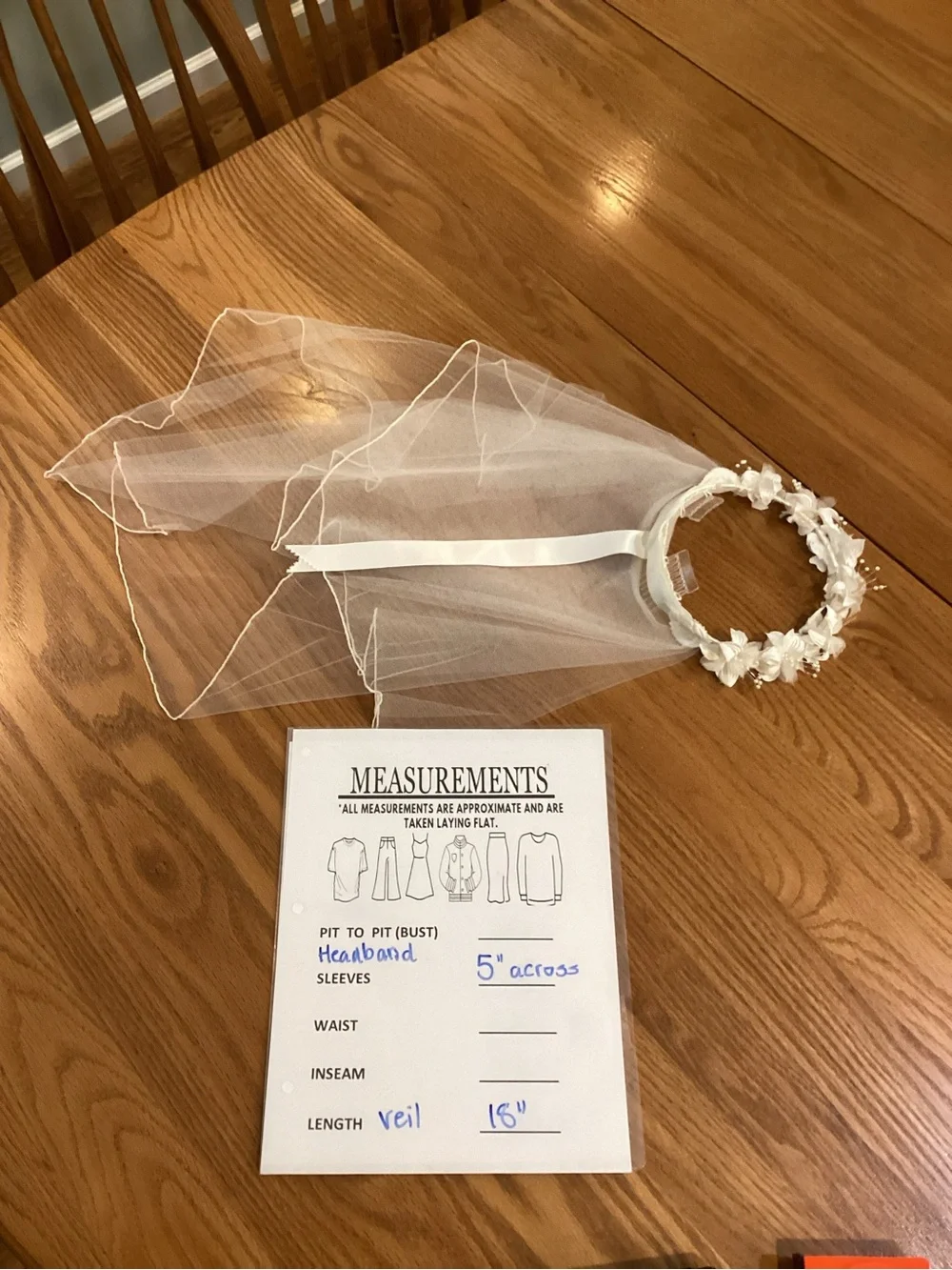 White Floral Halo Veil Crown with Double-Layer Tulle